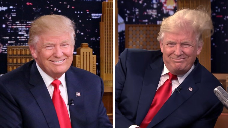 Donald Trump lets Jimmy Fallon wreck his hair on Tonight Show