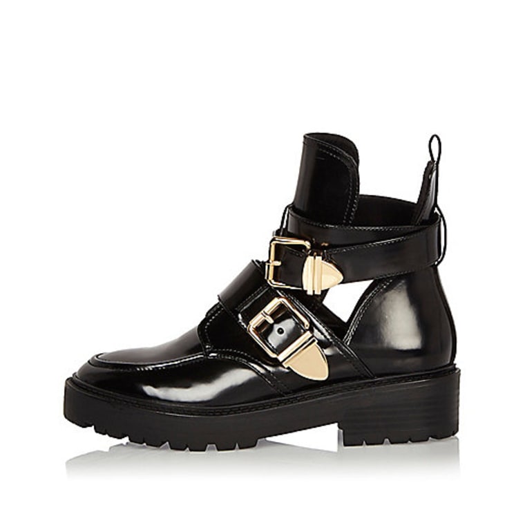 River Island Black Patent Cut-Out Boots