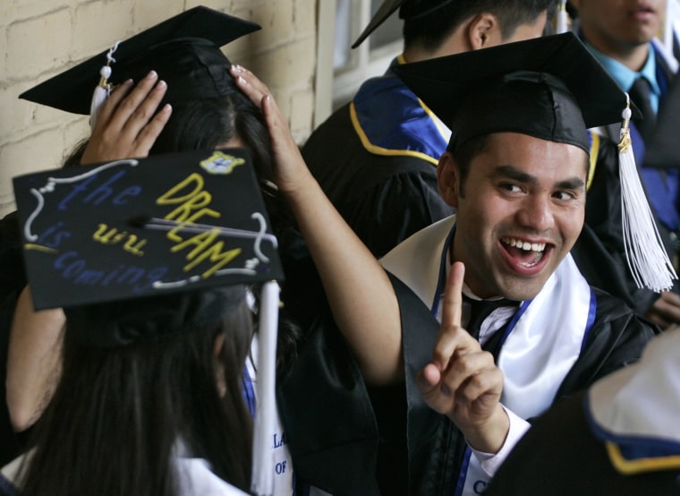 Image: Undocumented UCLA students attend a graduation ceremony at a church near the campus in Los Angeles