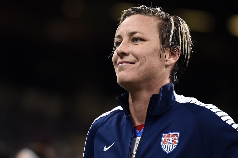 Image: Abby Wambach, who scored a record-setting number of goals for the United States, married another female professional soccer player in 2013.