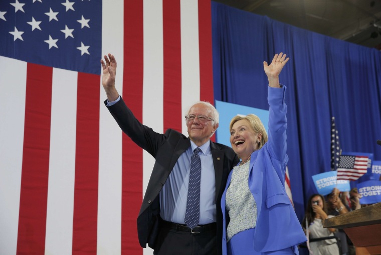 Image: Bernie Sanders and Hillary Clinton on July 12, 2016