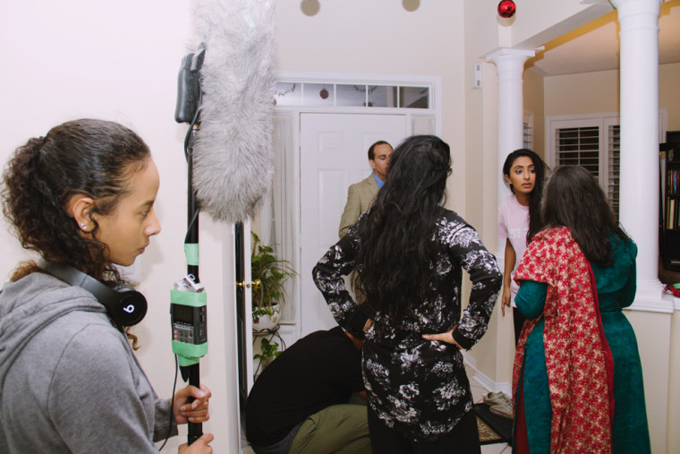 Rakhi Mutta and Kiran Rai on set during the filming of Anarkali along with other cast and crew.