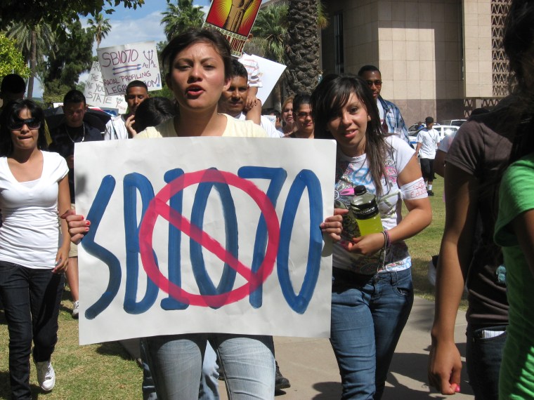 Students walked out of high school and staged a protest at the Arizona State Capitol after SB 1070 was signed into law in 2010.