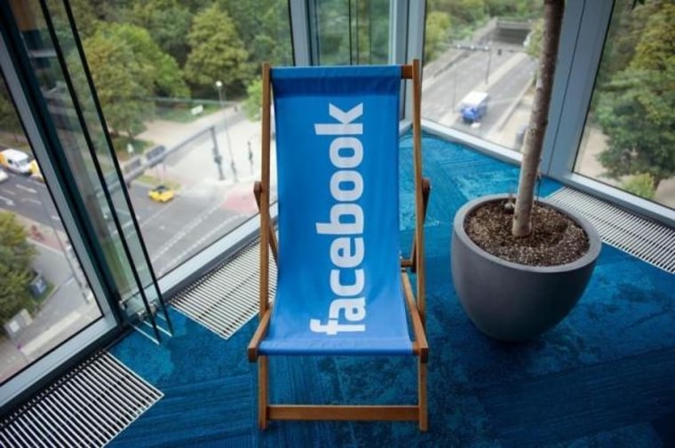 Picture shows Facebook logo on a beach chair at Facebook office in Berlin