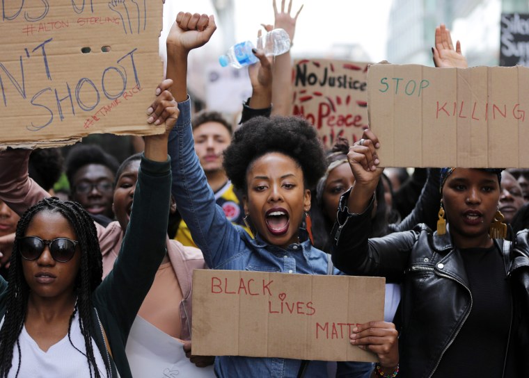 Image: Demonstrators from the Black Lives Matter movement march through central London