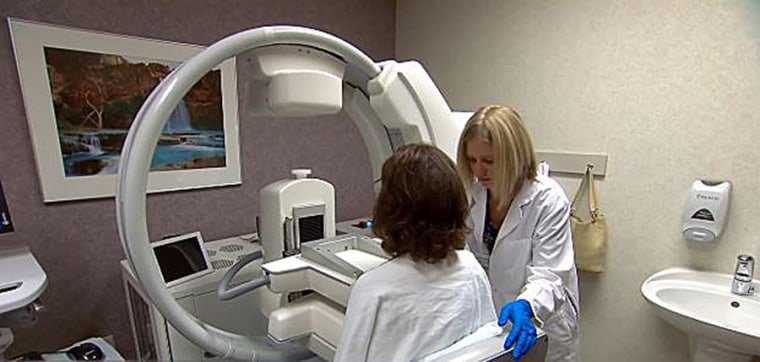 A patient undergoes Molecular Breast Imaging.