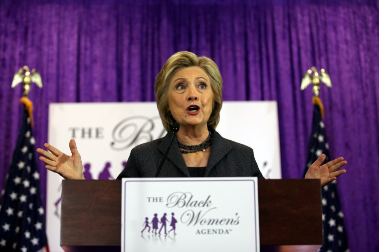 Image: U.S. Democratic presidential candidate Hillary Clinton speaks at the Black Women's Agenda Annual Symposium in Washington