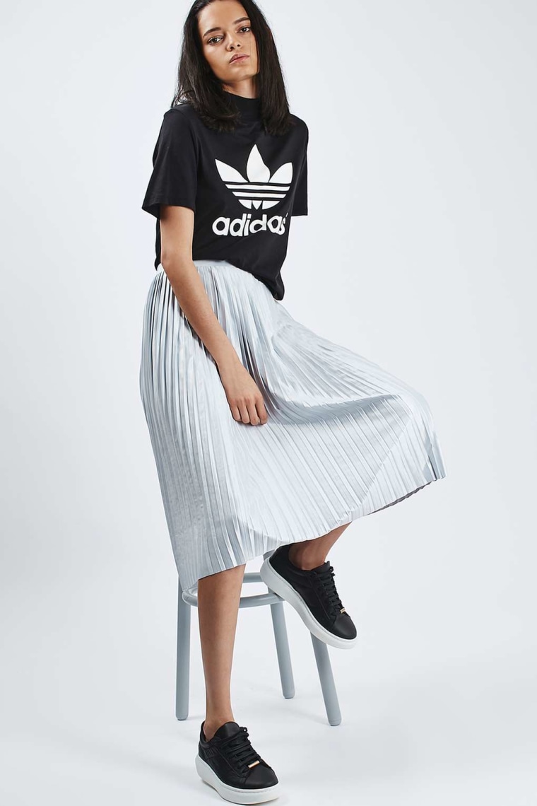 Topshop jersey pleated midi skirt