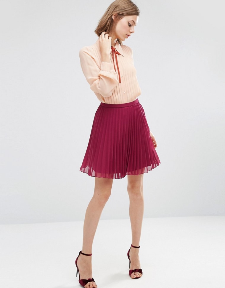 Pink jersey pleated outlet midi skirt