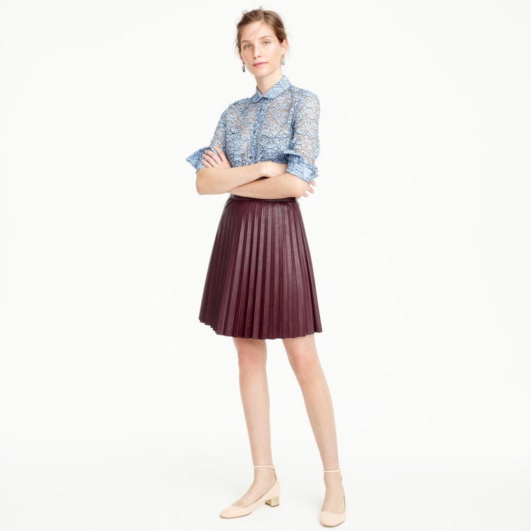 J.Crew faux leather pleated mini skirt