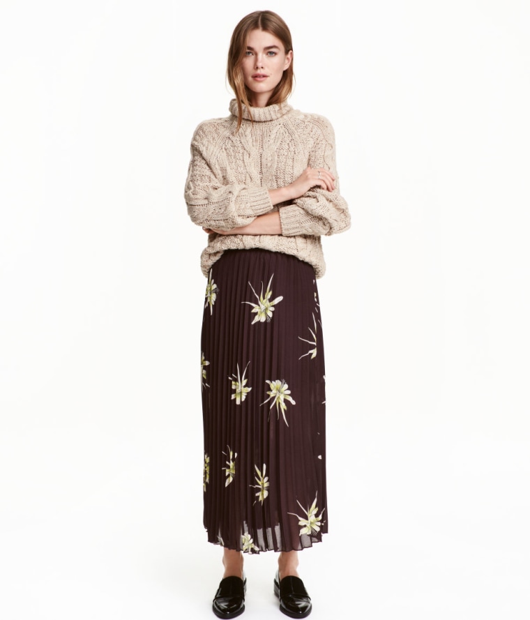 H&amp;M pleated maxi skirt