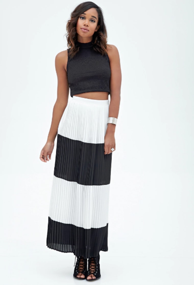 Forever 21 pleated striped maxi skirt
