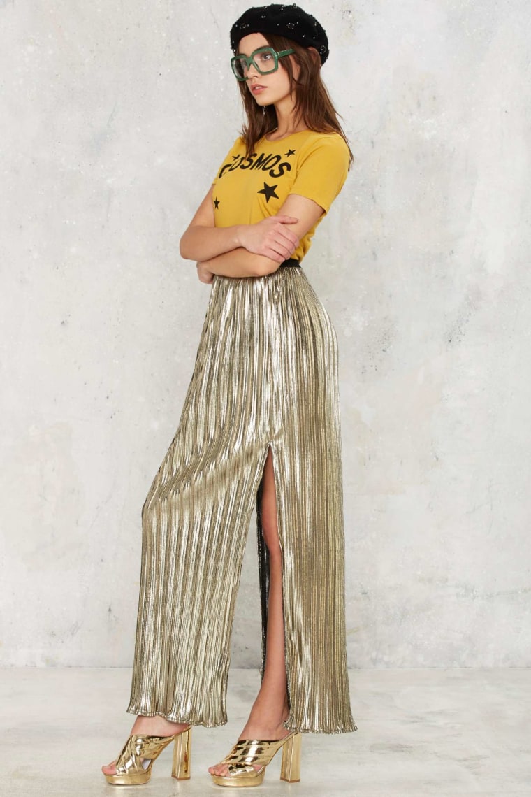 Nasty Gal pleated metallic skirt