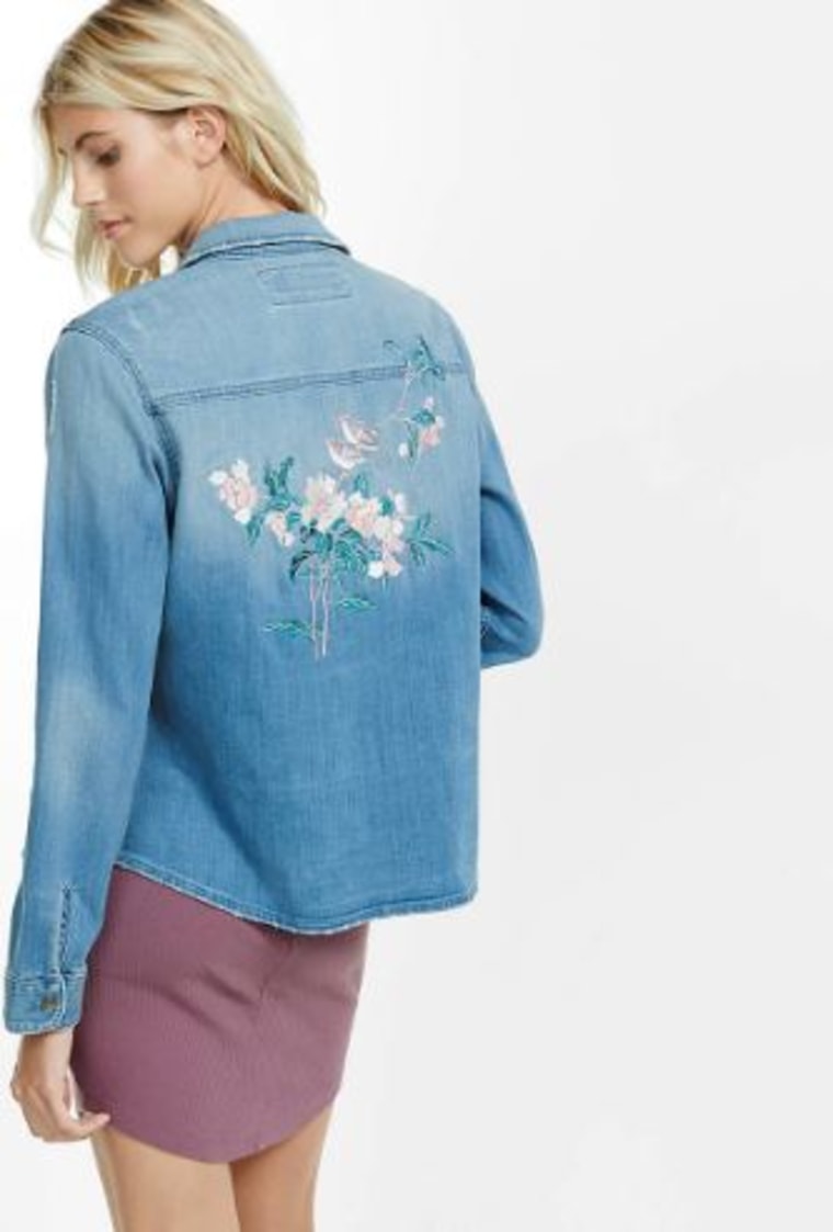 Express floral denim jacket