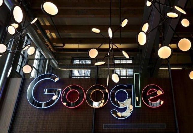 The neon Google sign in the foyer of Google's new Canadian engineering headquarters in Kitchener-Waterloo