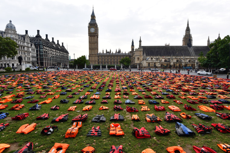 Image: Protestors Create A \"Graveyard Of Lifejackets\" To Coincide With The UN Migration Summit