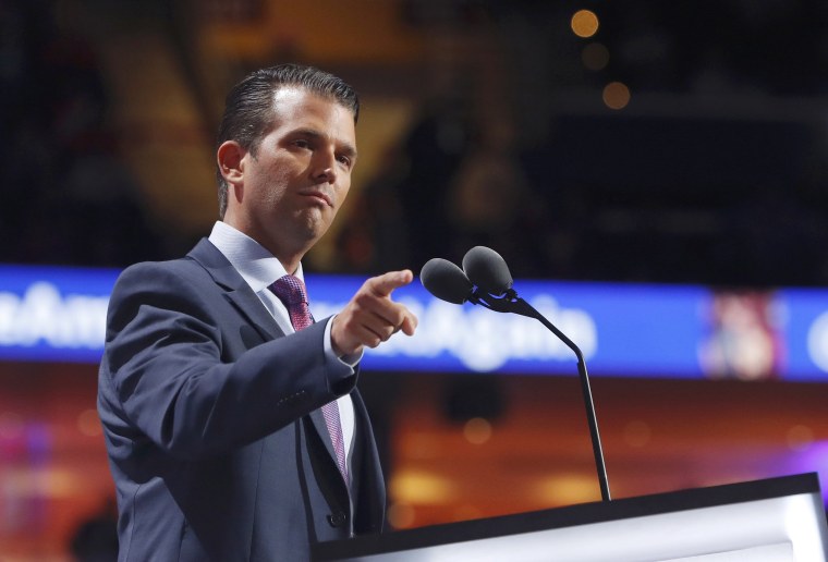 Image: Donald Trump Jr speaks on the second day of the Republican National Convention in Cleveland, Ohio