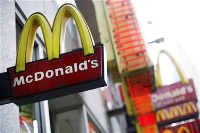 The McDonald's sign is seen outside its store at the Times Square in New York