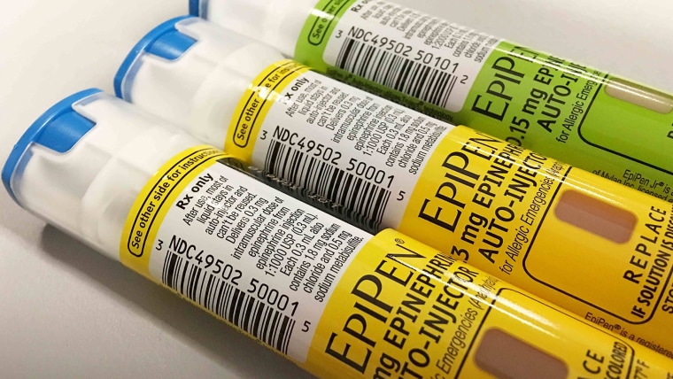 Image: A file photo showing the EpiPen auto-injection epinephrine pens manufactured by Mylan NV pharmaceutical company are seen in Washington