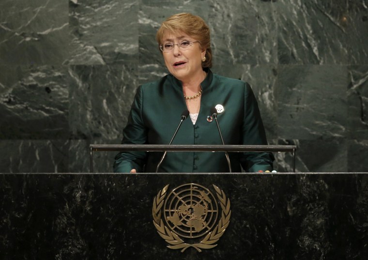 Image: President Michelle Bachelet of Chile addresses the 71st United Nations General Assembly in Manhattan