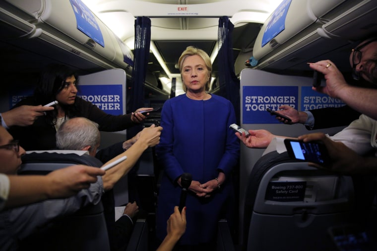Image: Democratic nominee Hillary Clinton talks to reporters about the explosion in Chelsea neighborhood of Manhattan, New York