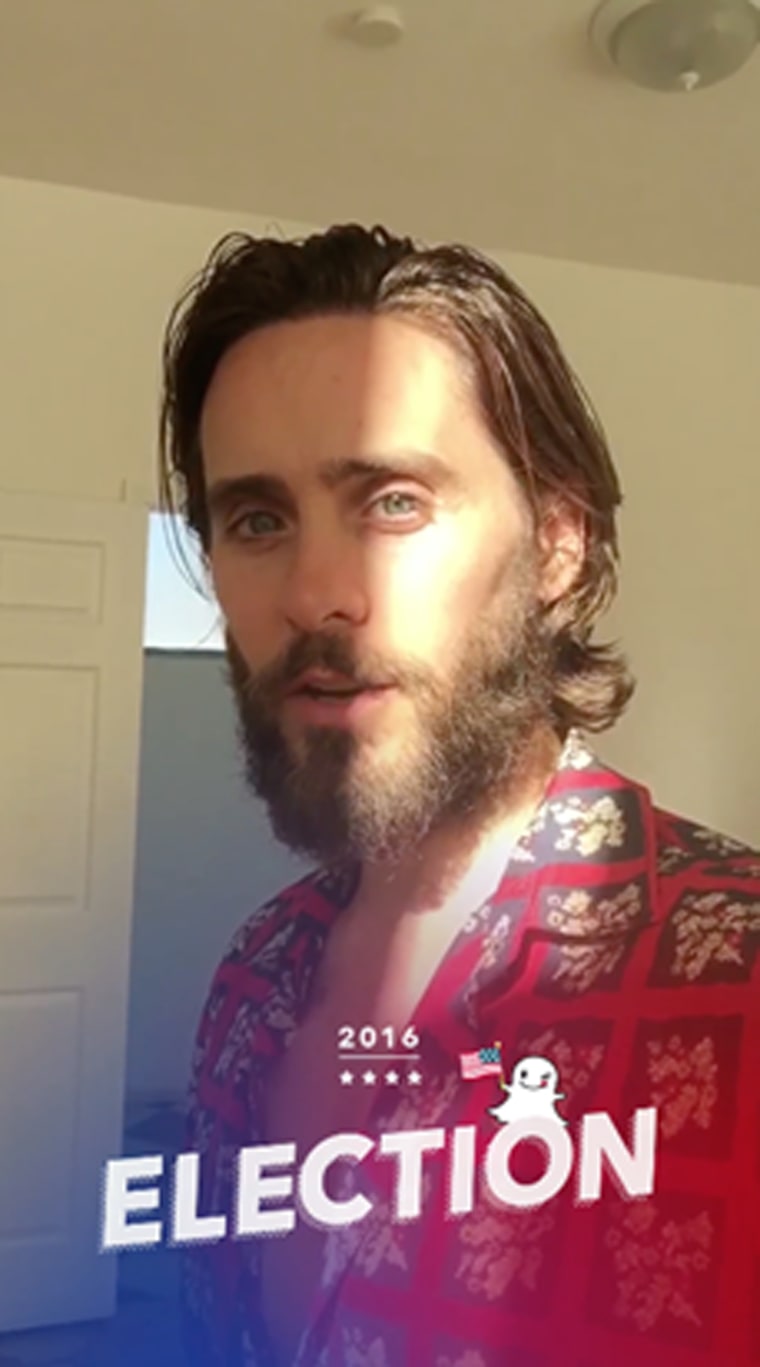 Actor and singer Jared Leto featured in Snapchat voter registration campaign.
