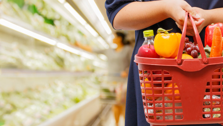 shopping basket in supermarket