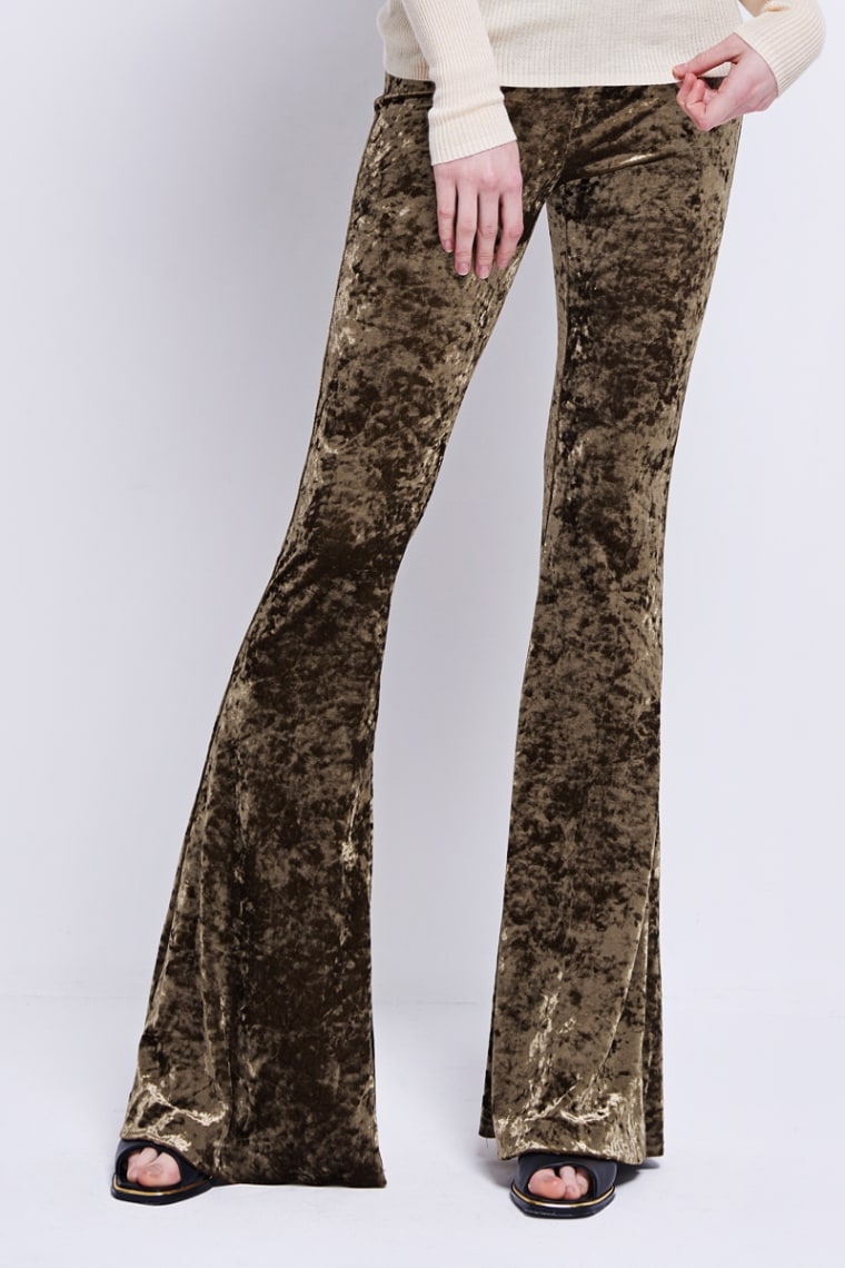 Brown Crushed Velvet Flared Pants