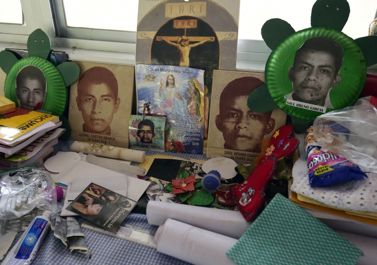 View of the altar made for her son by Nicanora Garcia, mother of missing student Saul Bruno Garcia