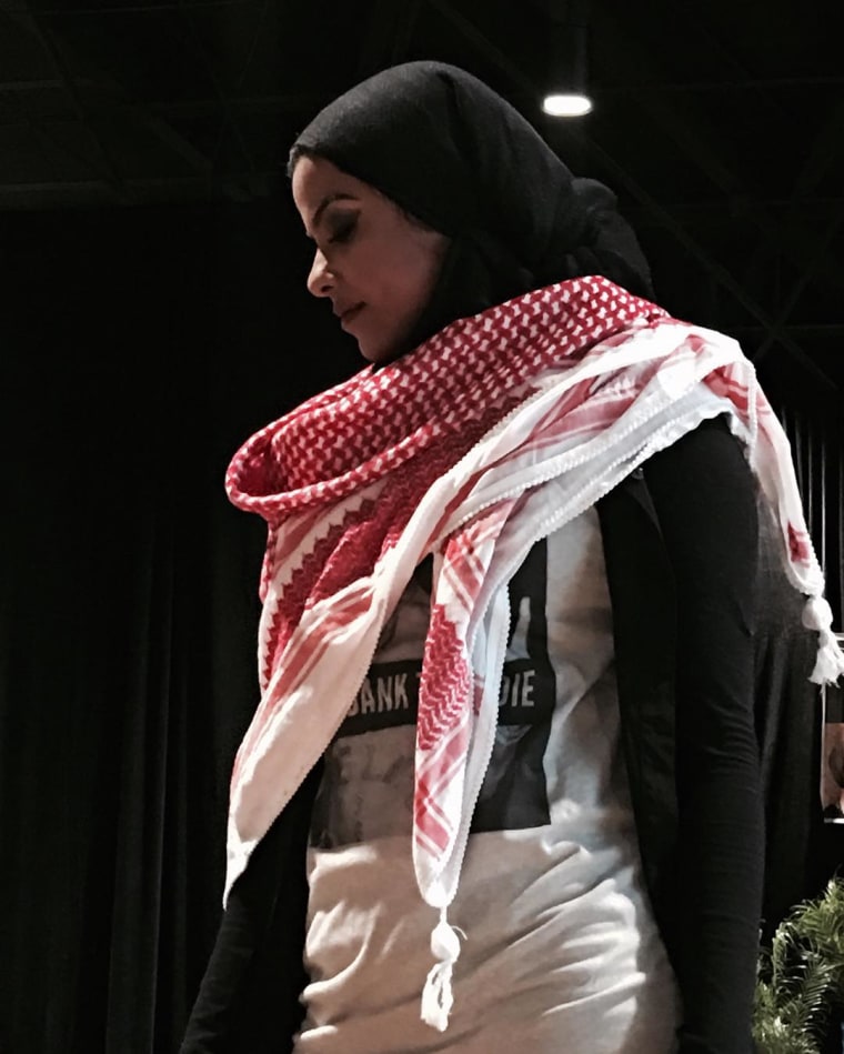 A model at the 4th annual Headwrap Expo and Fashion Show presented by Beautifully Wrapped.