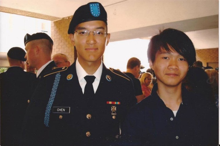Danny Chen, left, with Banny, right. Fort Benning, GA. April 2011.