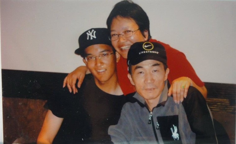(L-R) Danny Chen, Danny's mom Su Zhen Chen, Danny's dad Yan Tao Chen, New York, NY, April 2011.