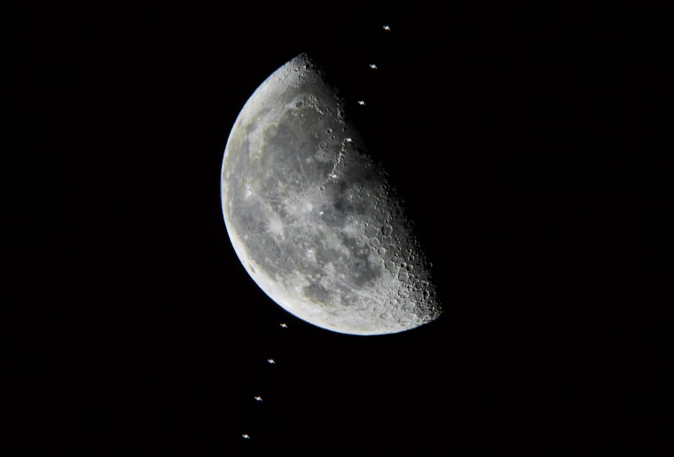 Image: Space Station Lunar Transit Over Russia