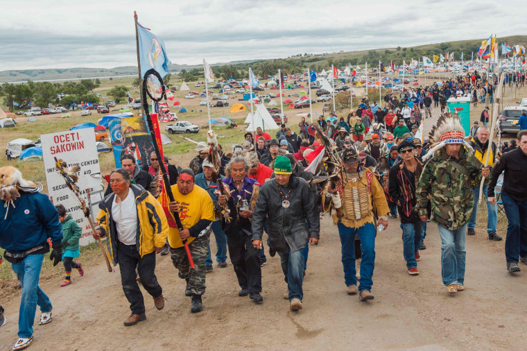 Image: Protesters demonstrate against the Energy Transfer Partners' Dakota Access pipeline near the Standing Rock Sioux reservation in Cannon Ball, North Dakota