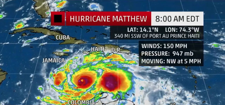 Image: The status on Hurricane Matthew as on Sunday morning