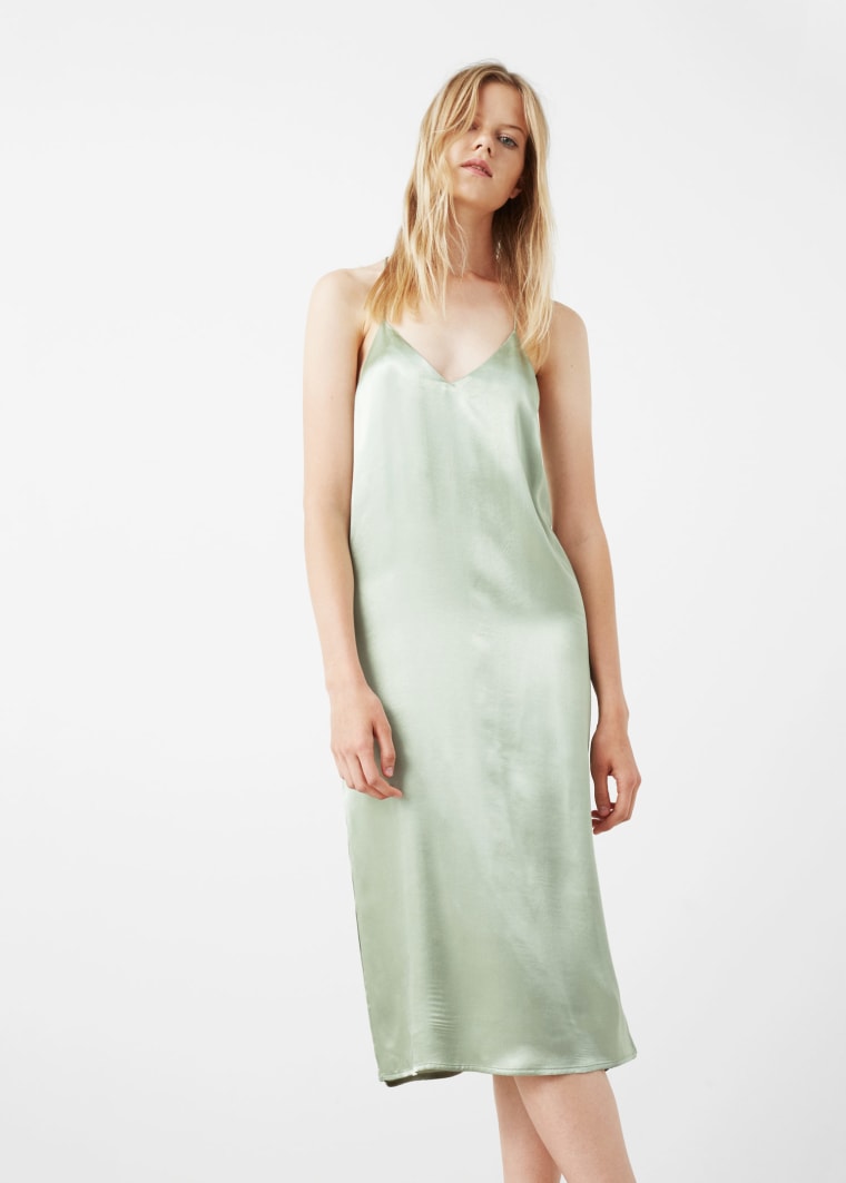 Mango mint green spaghetti strap dress