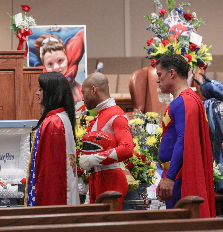 Superhero funeral for Jacob Hall