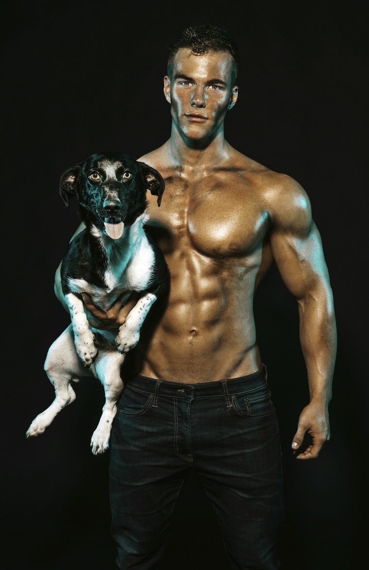 "Pecs and Pups," by Louie's Legacy Animal Rescue.