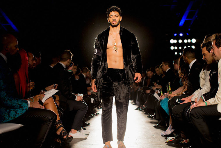 Model Laith Ashley walks the runway during the 7th Annual amfAR Inspiration Gala on June 9, 2016 in New York City.