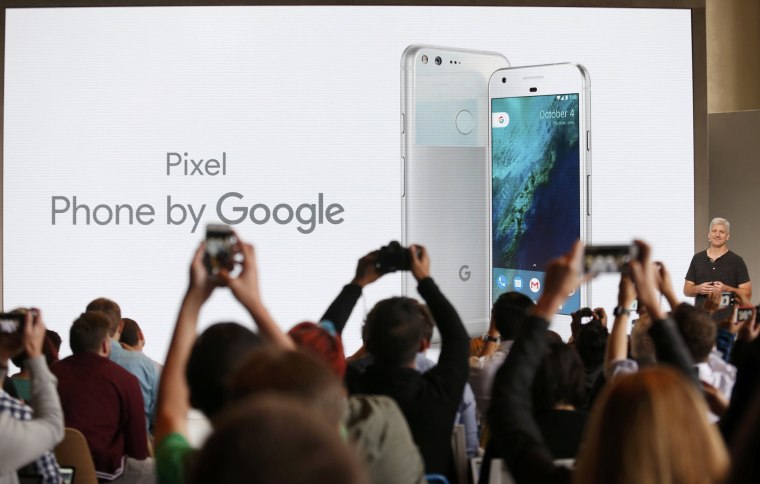 Image: Rick Osterloh introduces the Pixel Phone by Google during the presentation of new Google hardware in San Francisco