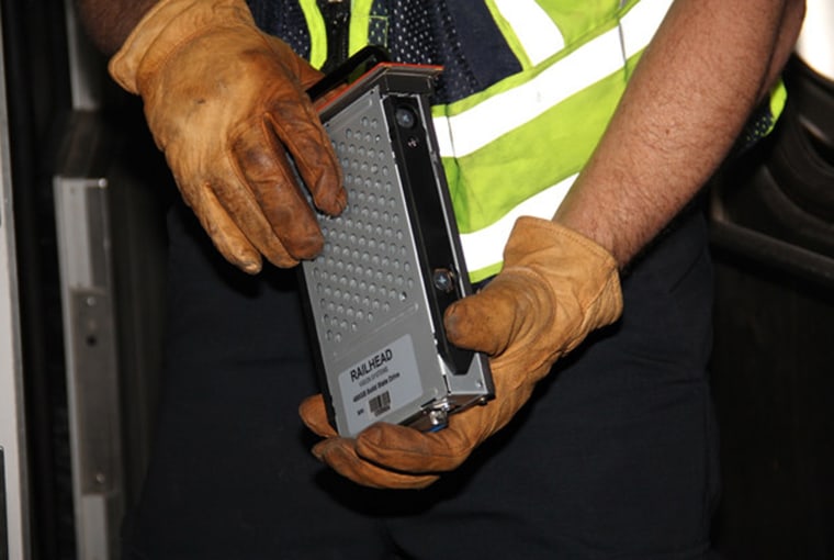 An event recorder recovered on Oct. 4, 2016, from a NJ Transit train crash.