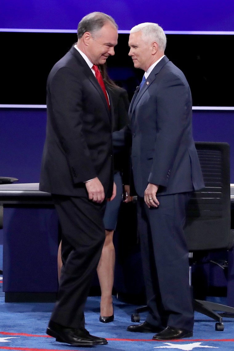 Image: Vice Presidential Debate Between Gov. Mike Pence And Sen. Tim Kaine
