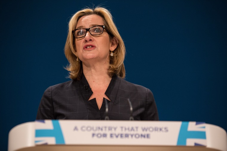 Image: Amber Rudd delivers her speech to at the conference of Britain's Conservative Party.