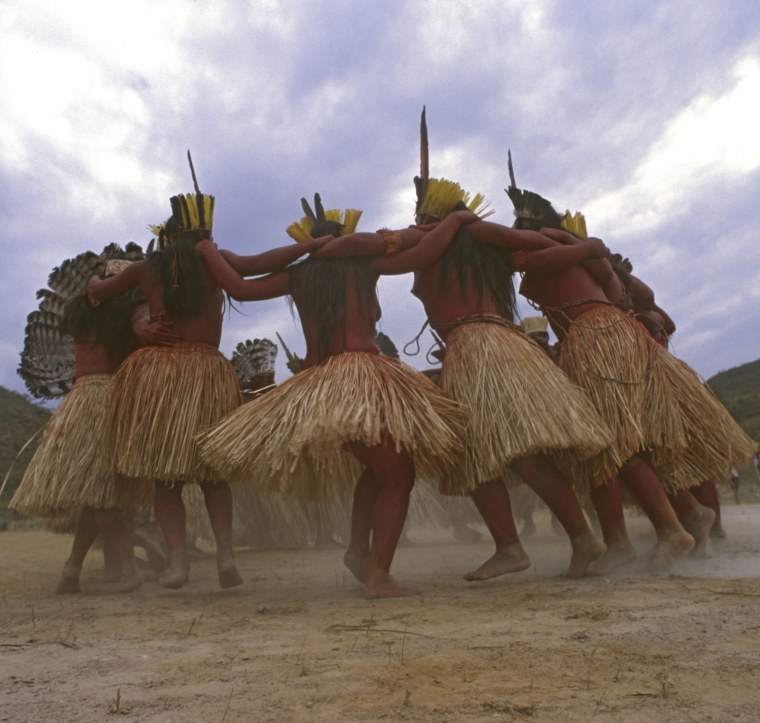 Yawanawa indigenous people dancing. Cultural traditions.