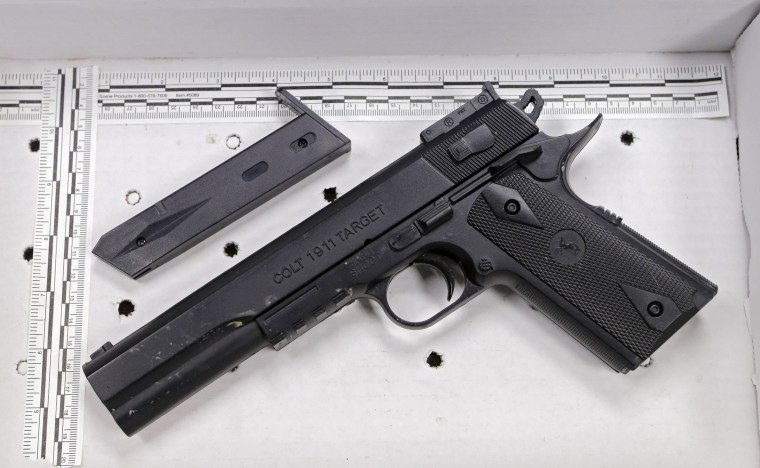 This fake handgun resembling a Colt 1911 pistol was taken from Tamir Rice after he was fatally shot by Cleveland police.
