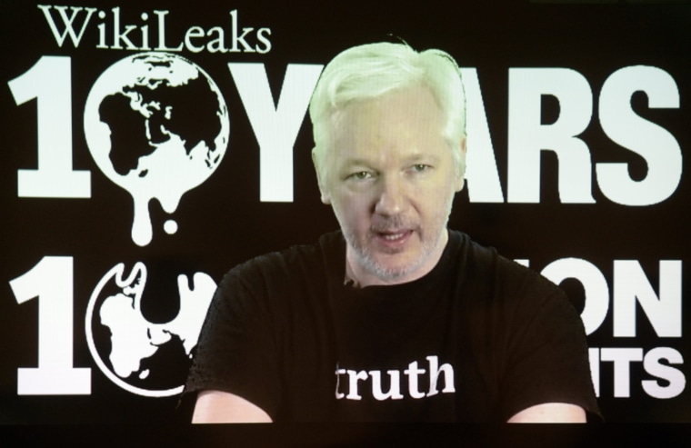 Image: Video appearence of Wikileaks founder Julian Assange