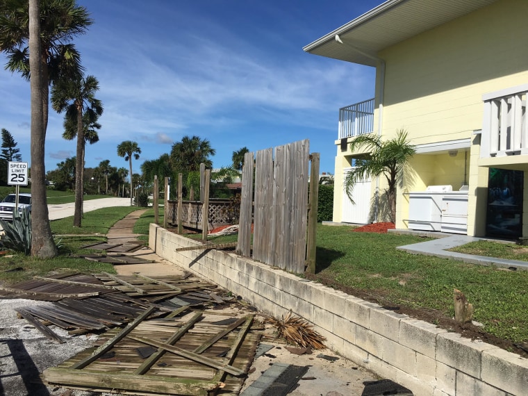 Hotel with damages from Hurricane Matthew