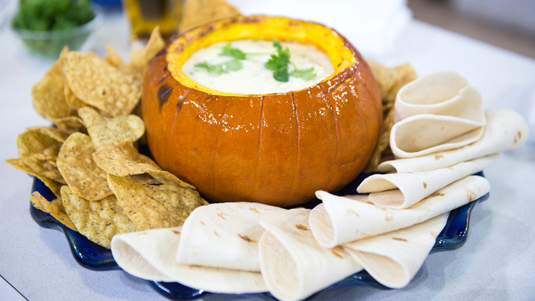 Queso Fundido (Melted Cheese) in a Pumpkin