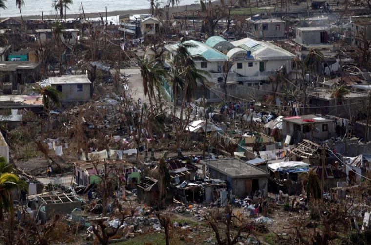 Image: Houses destroyed by Hurricane Matthew in Coteaux, Haiti