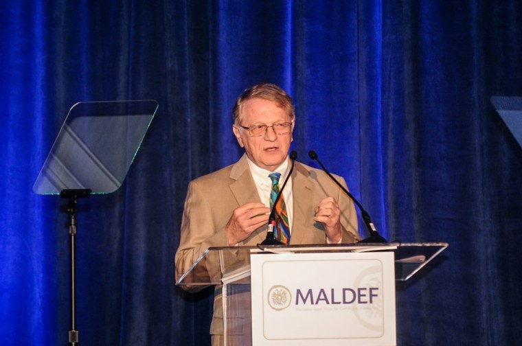 St Mary's University School of Law Professor Albert Kauffman speaks at MALDEF banquet, 2013.